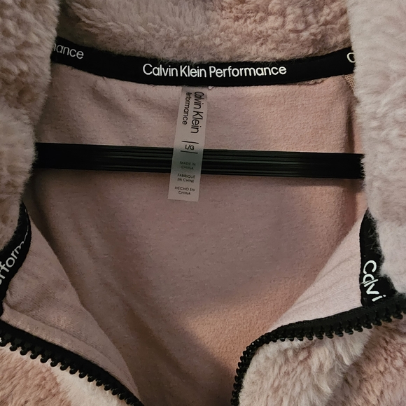 CALVIN KLEIN PERFORMANCE Women's 1/4 Zip Pullover Jacket Coat Faux Fur L - Picture 4 of 6